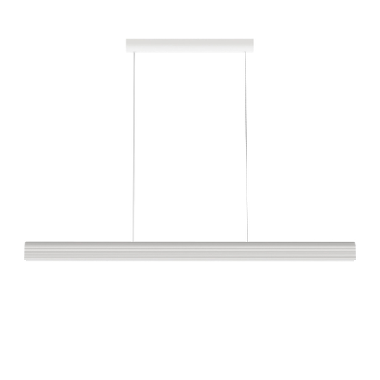 Calibo Munia Sculptural Ribbed LED Linear Pendant with Paintable Gypsum Surface - White