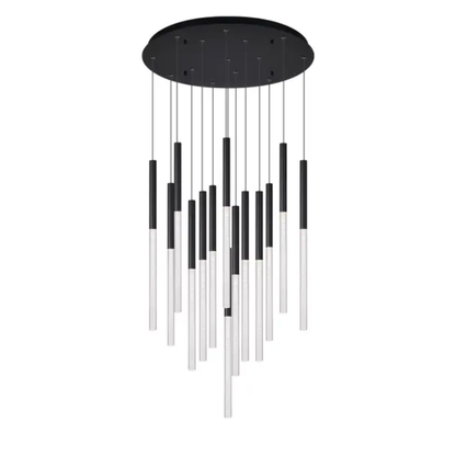 Calibo Rhea 14 Light Pencil Drop LED Pendant - Black