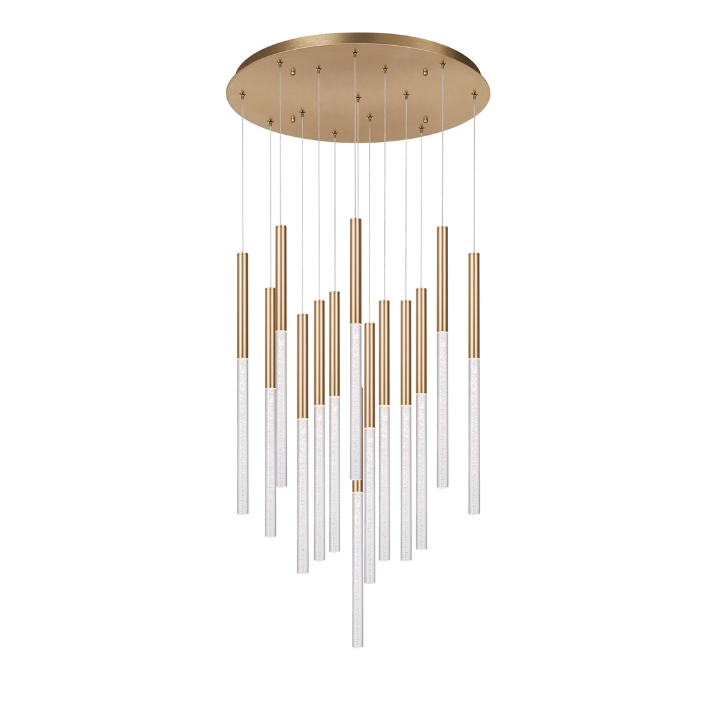 Calibo Rhea 14 Light Pencil Drop LED Pendant - Brass