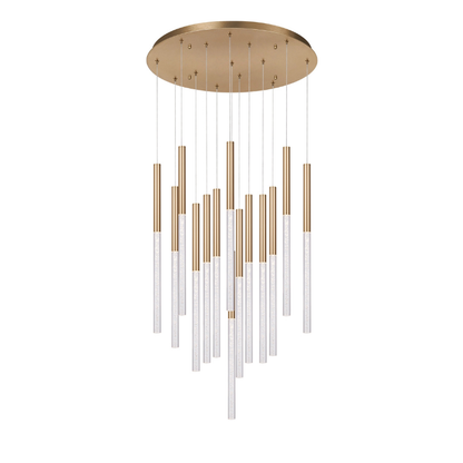 Calibo Rhea 14 Light Pencil Drop LED Pendant - Brass