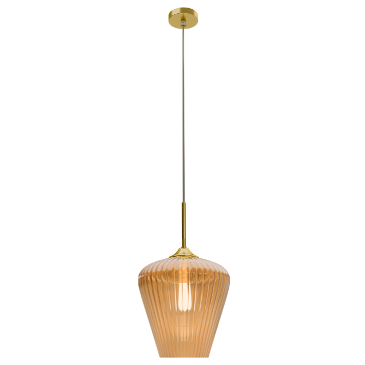 Calibo Ribbon Fluted Glass 280mm Pendant Light - Amber