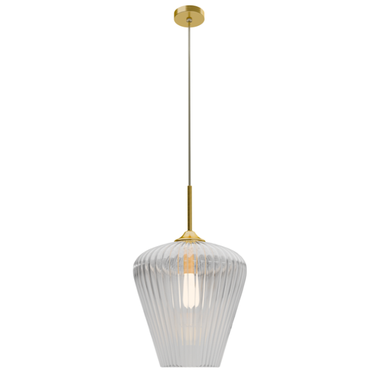 Calibo Ribbon Fluted Glass 360mm Pendant Light - Clear