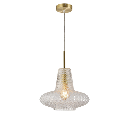 Calibo Sculpt Faceted Cut Glass 1 Light Pendant - Gold & Clear