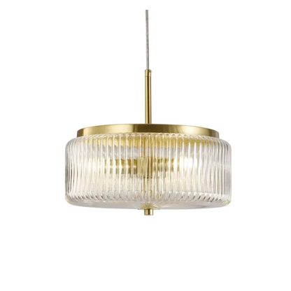 Calibo Whistler Ribbed Glass 3 Light Pendant - Gold and Clear