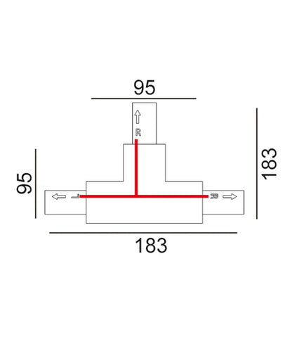 3 Wire 1 Circuit Universal Tracks, Connectors, End Cap & Live End - Connector T-Piece (Left2) BLACK