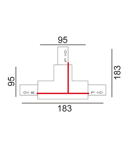 3 Wire 1 Circuit Universal Tracks, Connectors, End Cap & Live End - Connector T-Piece (Right1) WHITE