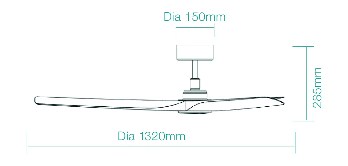 Cordoba DC 52″ Smart Ceiling Fan With WIFI Remote Control + LED light- Black/Walnut