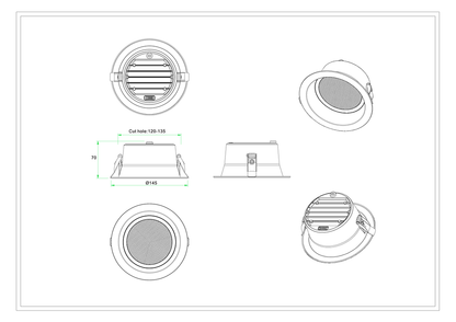 3A Anti-glare DL1008 12W Downlight- Black