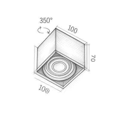 DL1541 10W Adjustable Square Surface Mounted LED Downlight- Black