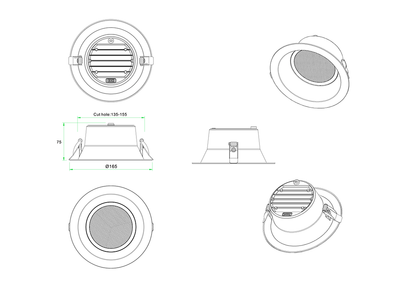 3A Anti-glare DL2008 20W Downlight- White