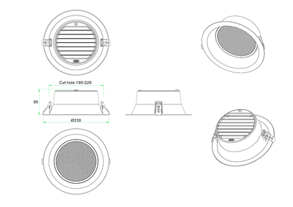 3A Anti-glare DL3008 30W Downlight- Black