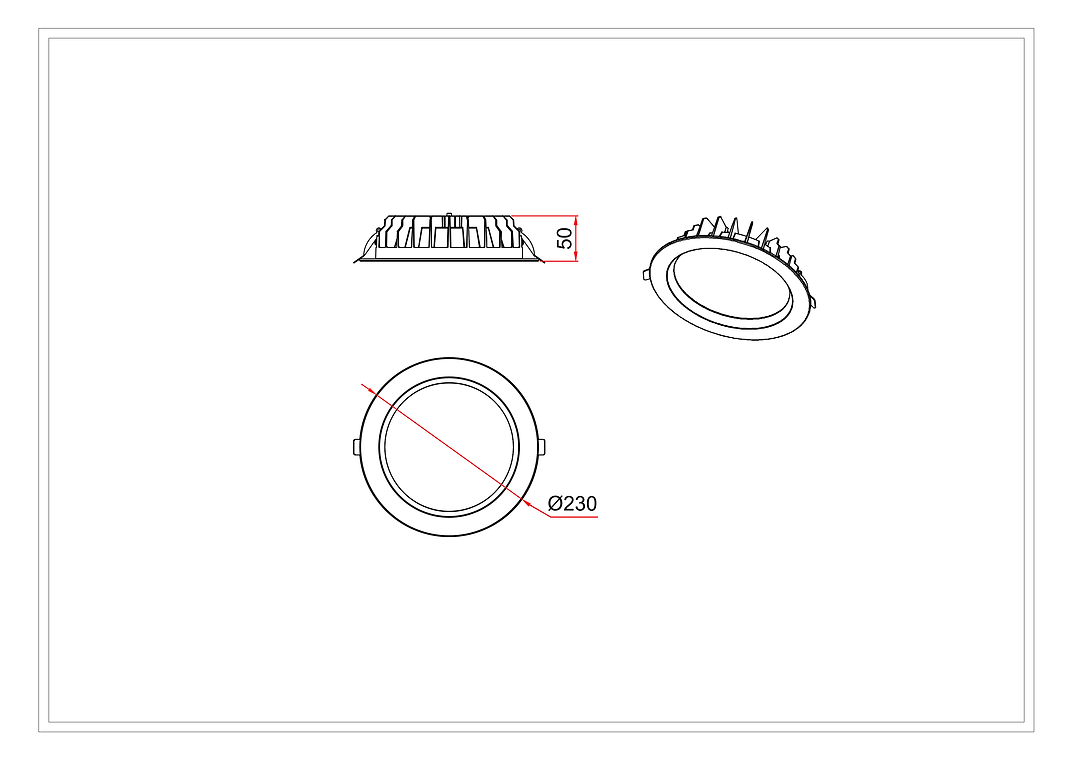 3A Dual Wattage (34W/40W) Downlight- Black