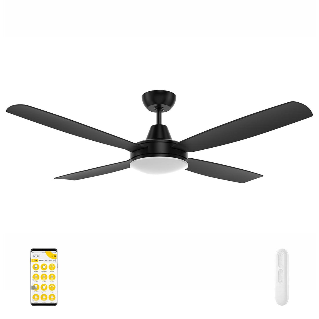 Nemoi 137cm DC Ikuü Smart Wi-Fi Ceiling Fan with LED Light - Black