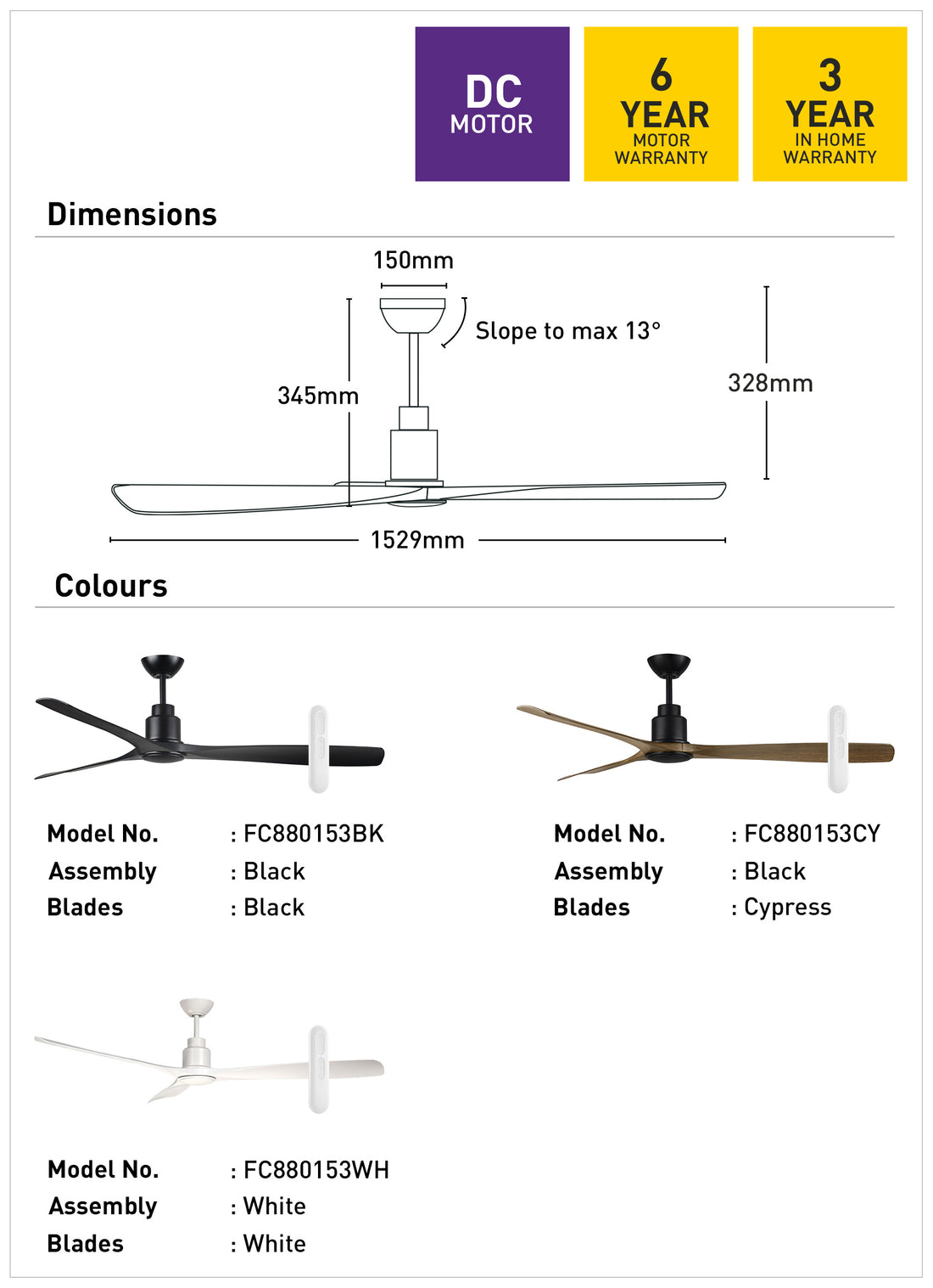 Iceman 152cm DC Ceiling Fan with Remote - Cypress