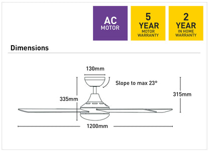 Lonsdale 120cm AC Ceiling Fan with Light