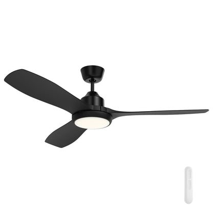 Raptor 131cm DC Ceiling Fan with Remote and LED Light - Black