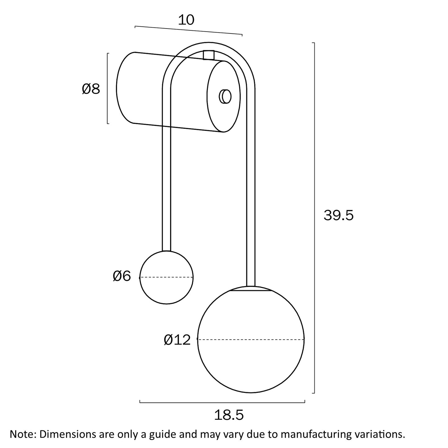 Felton Arm Wall Light Black(Clear Prism)