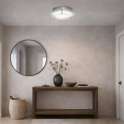 FOSCO Round 20W LED Oyster Dimmable Ceiling Light - Chrome / Frost