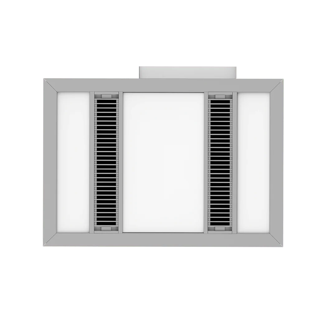 Modura Slender 3 in 1 Bathroom Heater Exhaust Fan and Light 1000w Halogen- Silver