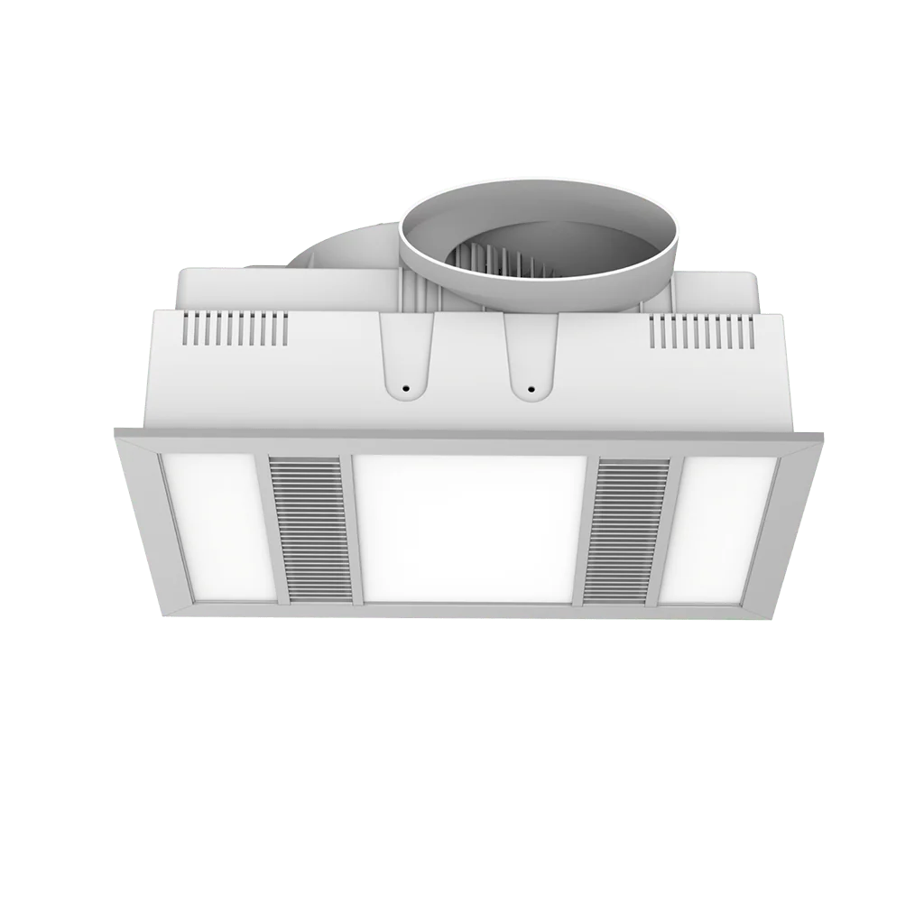 Modura Slender 3 in 1 Bathroom Heater Exhaust Fan and Light 1000w Halogen- Silver