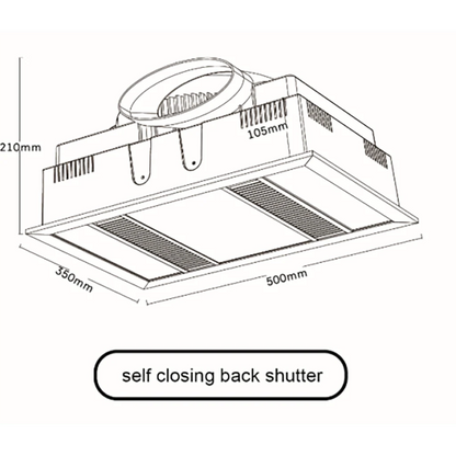 Modura Slender 3 in 1 Bathroom Heater Exhaust Fan and Light 1000w Halogen-Black