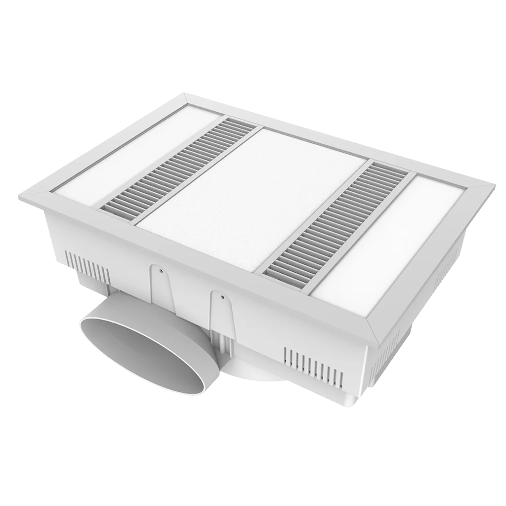 Modura Slender 3 in 1 Bathroom Heater Exhaust Fan and Light 1000w Halogen-White