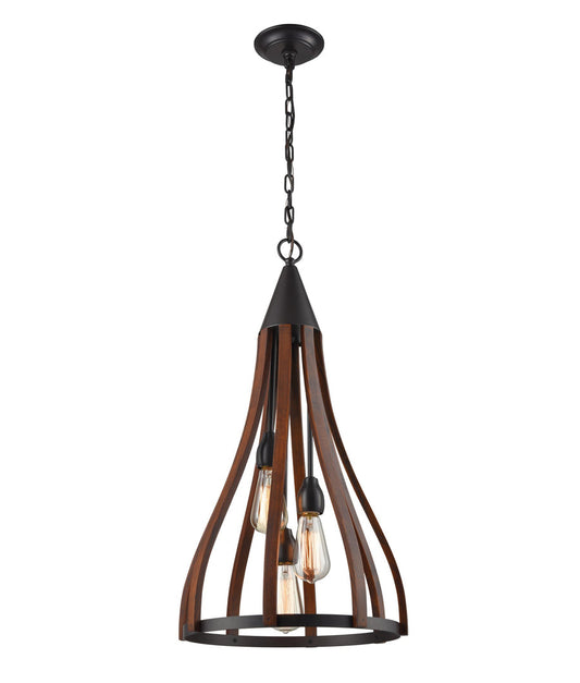 Khaleesi 3 Oak Dark Red Wood Pendant Light