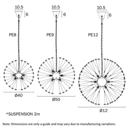 Lerida 9 Light Round Pendant-Chrome