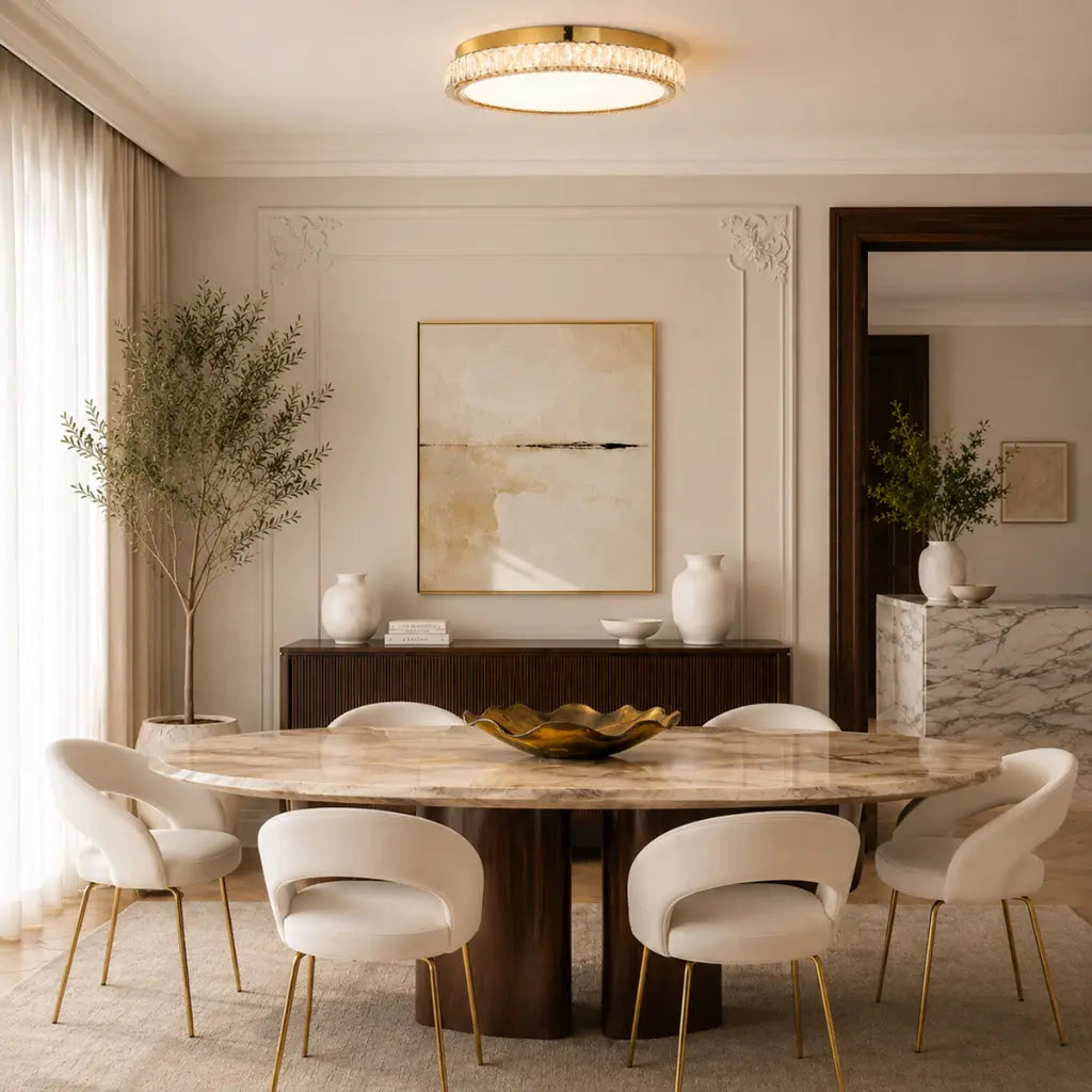 LUCENT 60CM 128W 3CCT LED Oyster Ceiling Light - Gold
