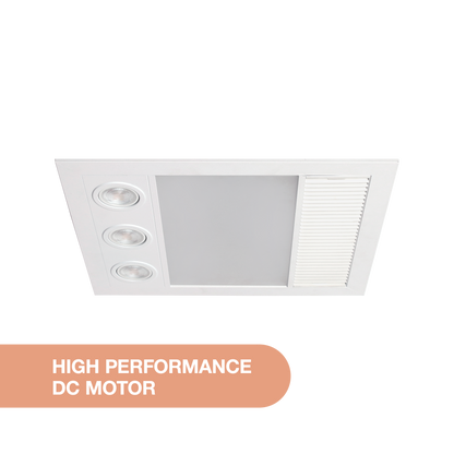 Linux Mini DC – 3 in 1 Bathroom Heater and Exhaust Fan with Tricolour LED Light