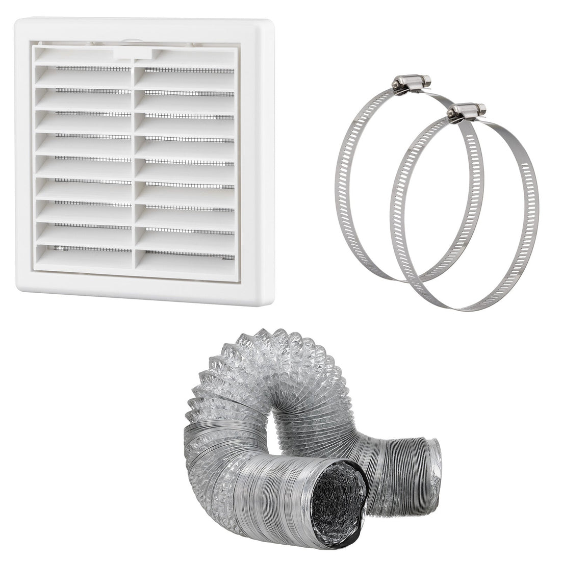 Aluminium 100mm Duct Ventilation Kits - Duct Length 3M