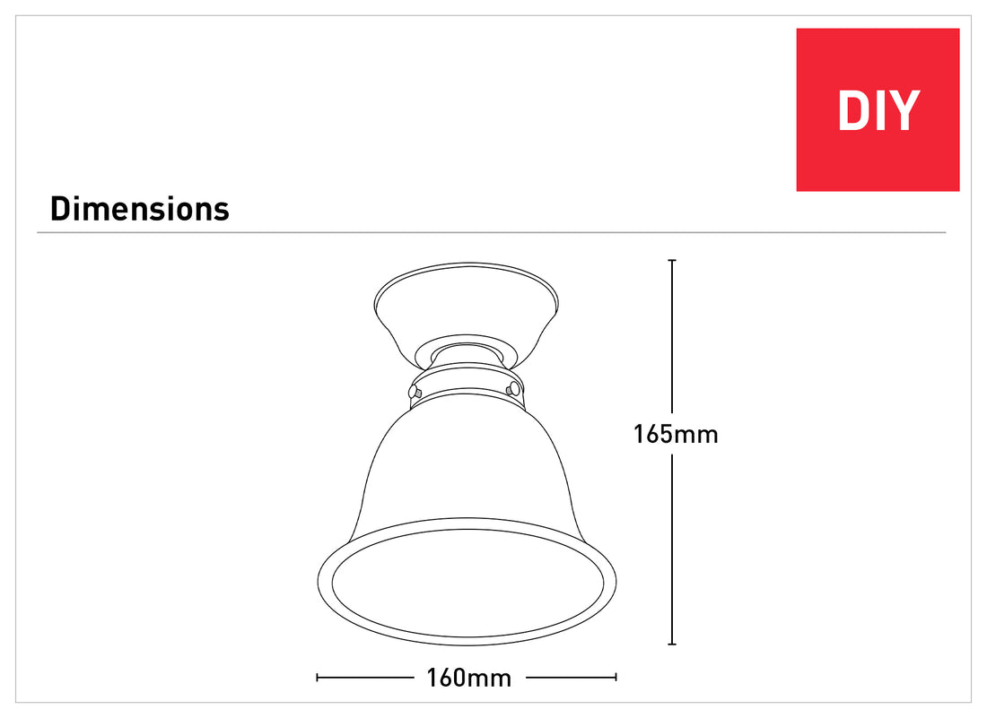 16cm Bell Shaped Alabaster Glass DIY Batten Fix