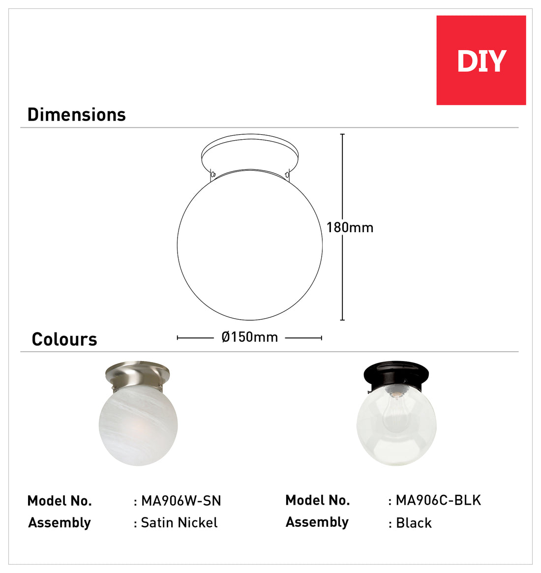 Murano 15cm Alabaster DIY Ceiling Fixture - Satin Nickel