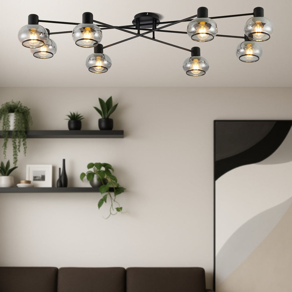 MARBELL 8 CTC Ceiling Light - Black / Smoke