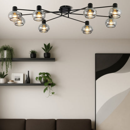 MARBELL 8 CTC Ceiling Light - Black / Smoke