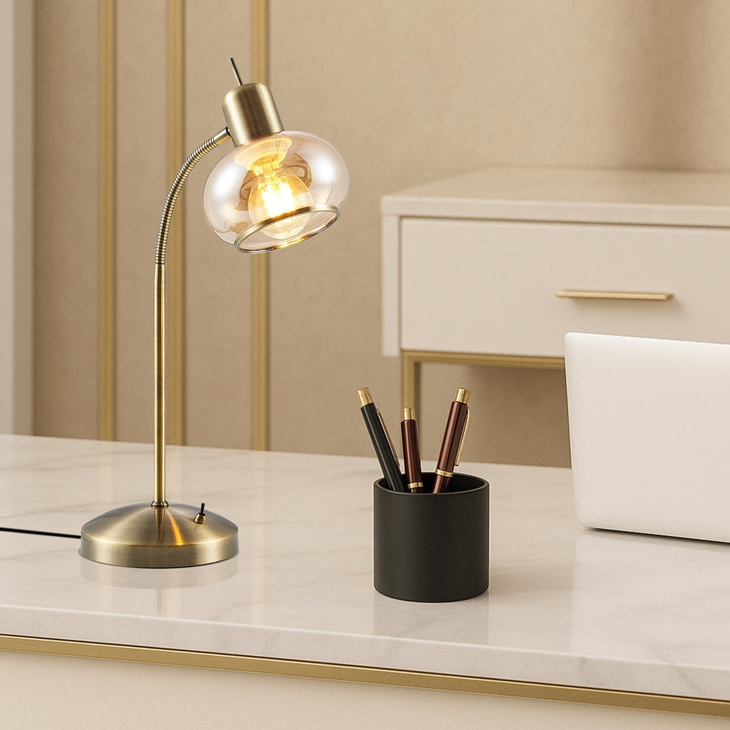MARBELL Table Lamp - Antique Brass / Amber