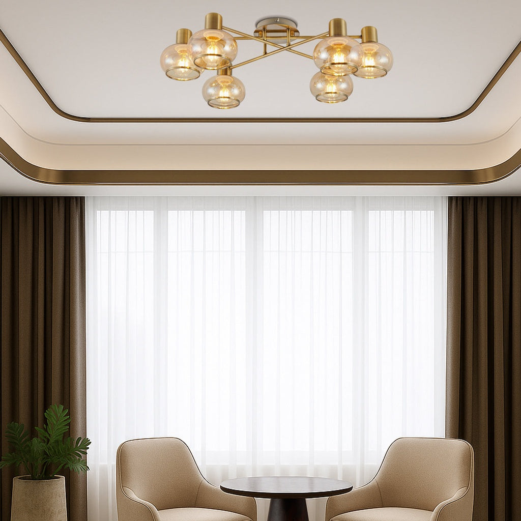 MARBELL 6 CTC Ceiling Light - Antique Brass / Amber