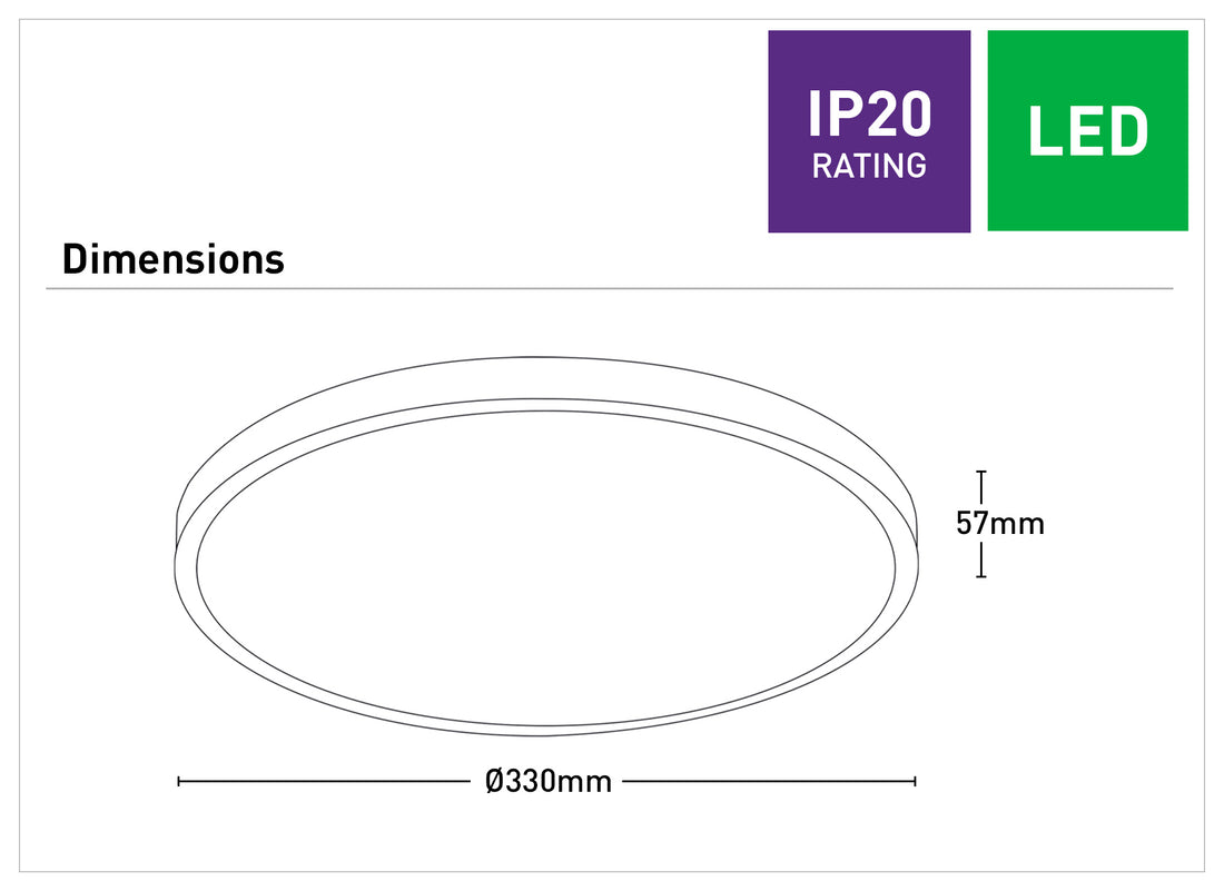 Millan 18W LED CCT Ceiling Light with Black Trim