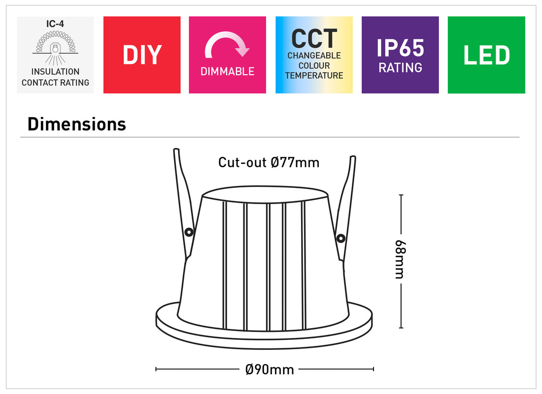 Mateo 9W Tri-Colour LED Downlight
