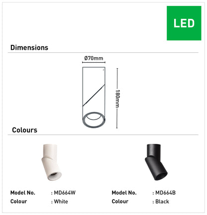Matthis 12W Down-Rod Downlight - White