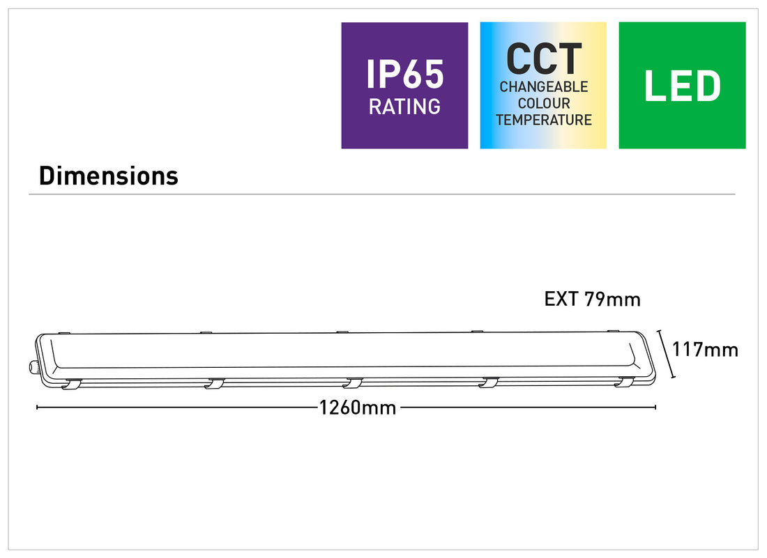 Wave Pro 120cm 20W/40W dual power Tri-proof LED Batten light