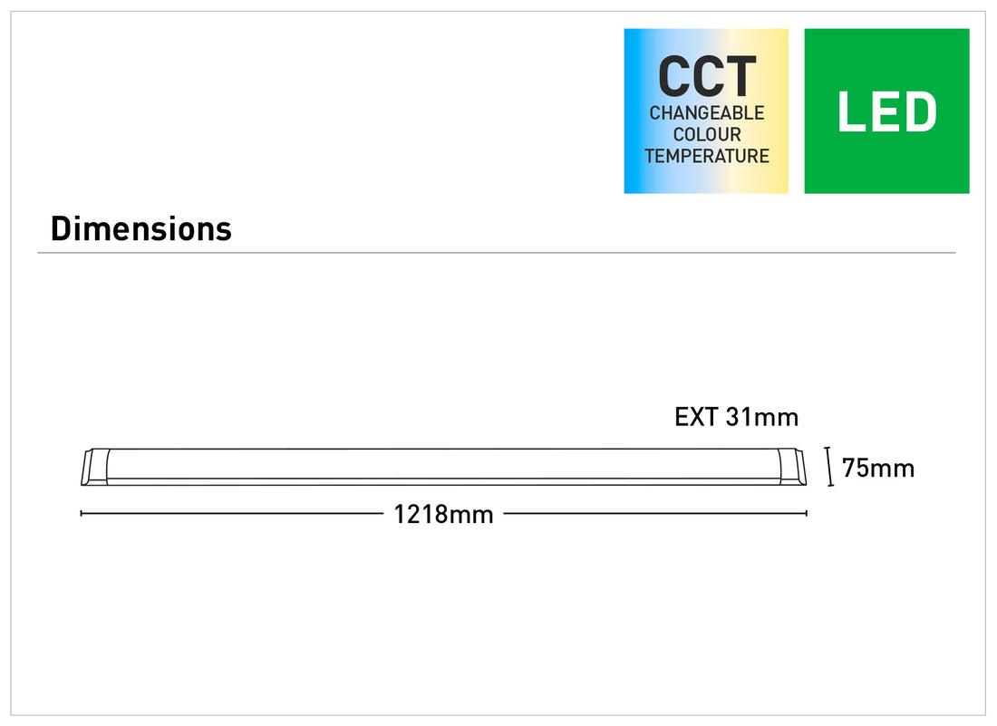 Neo 40W LED CCT Batten Light