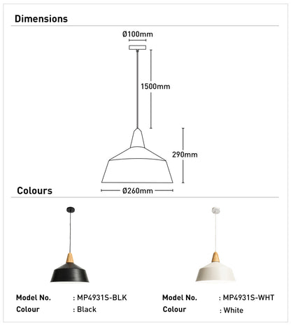 Noel 1Lt Small Pendant Light - Black