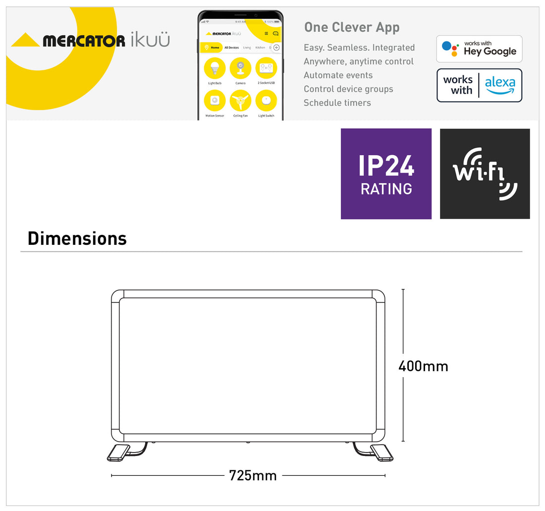 Ikuü 1100W Smart WIFI Panel Heater