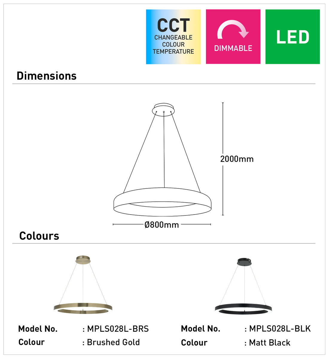 Medine 1Lt Large LED with Remote Pendant Light