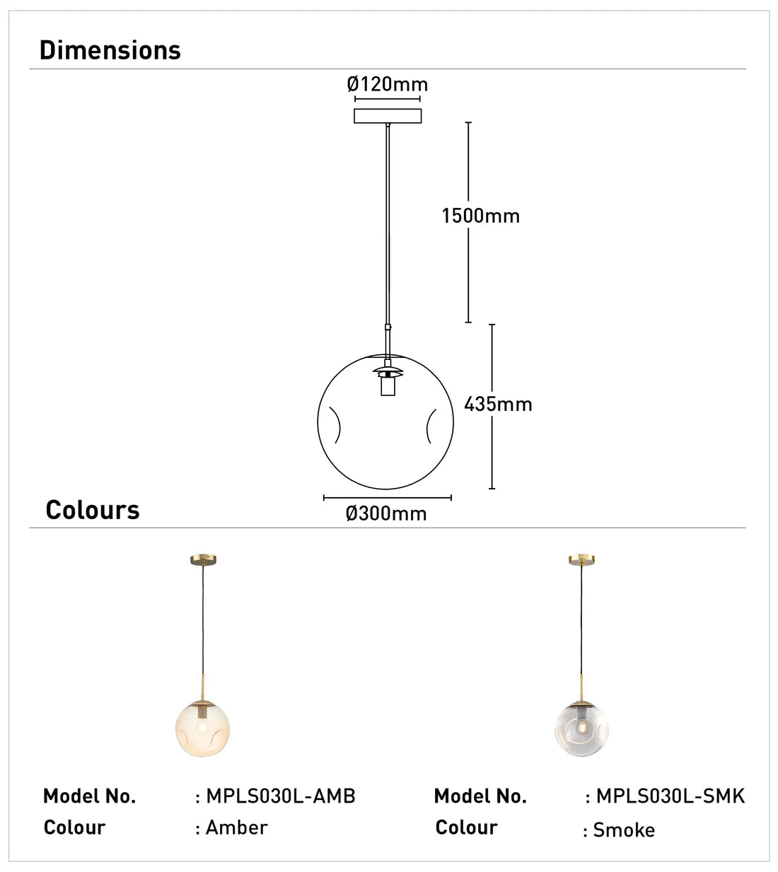 Paddington 1Lt Large Pendant Light-Smoke