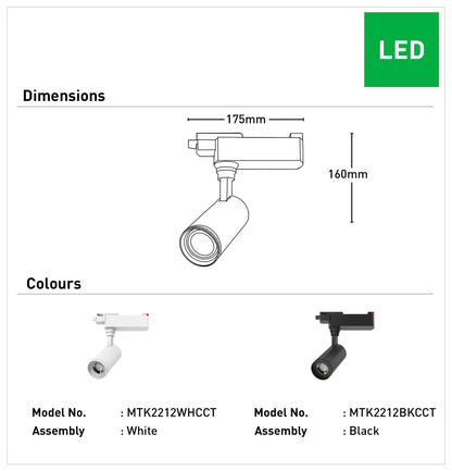 Nolan 13W LED Track Light Single Head - White