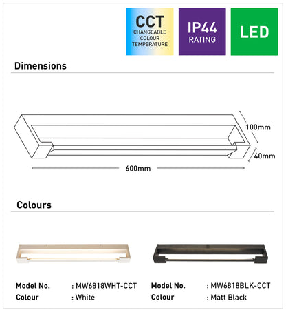 Jerome 18W LED Wall Light with CCT - Black