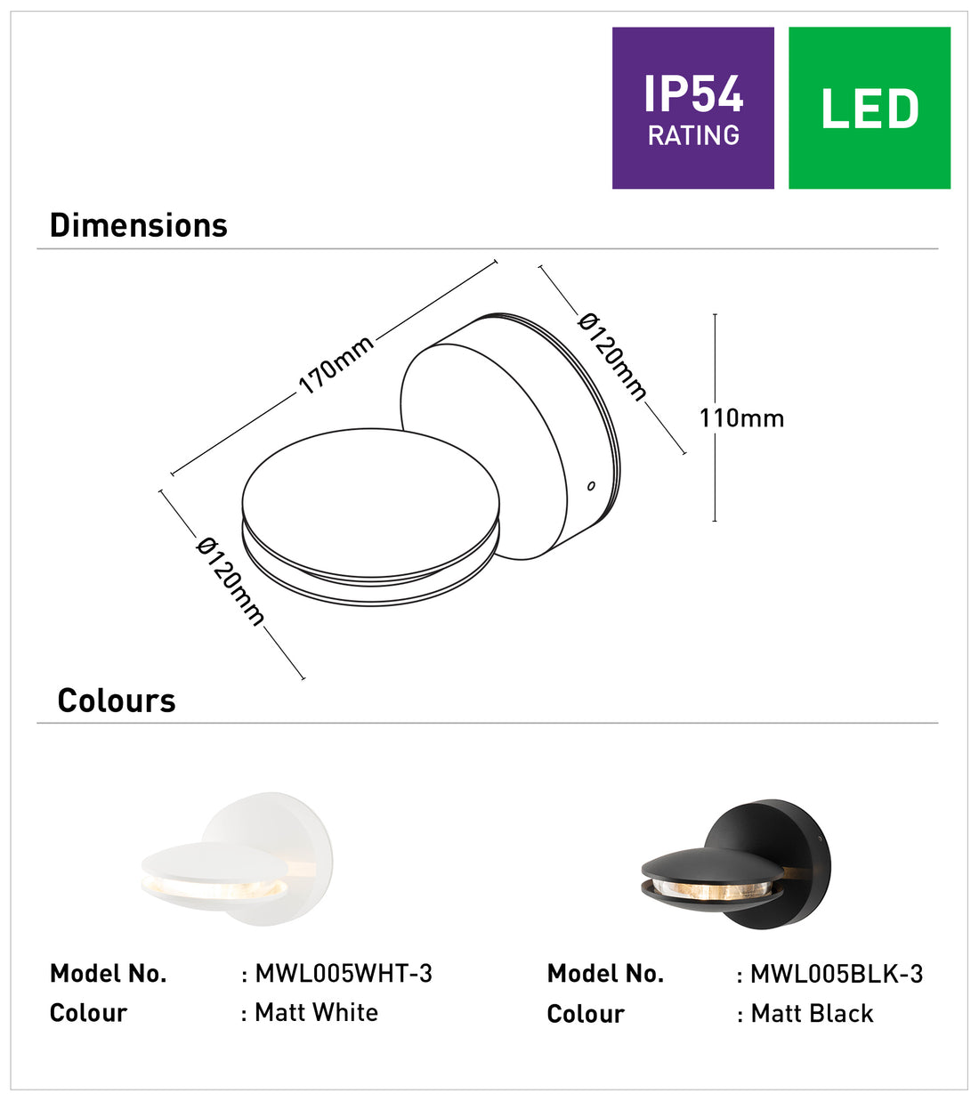 Calvin 3000K LED Wall Light