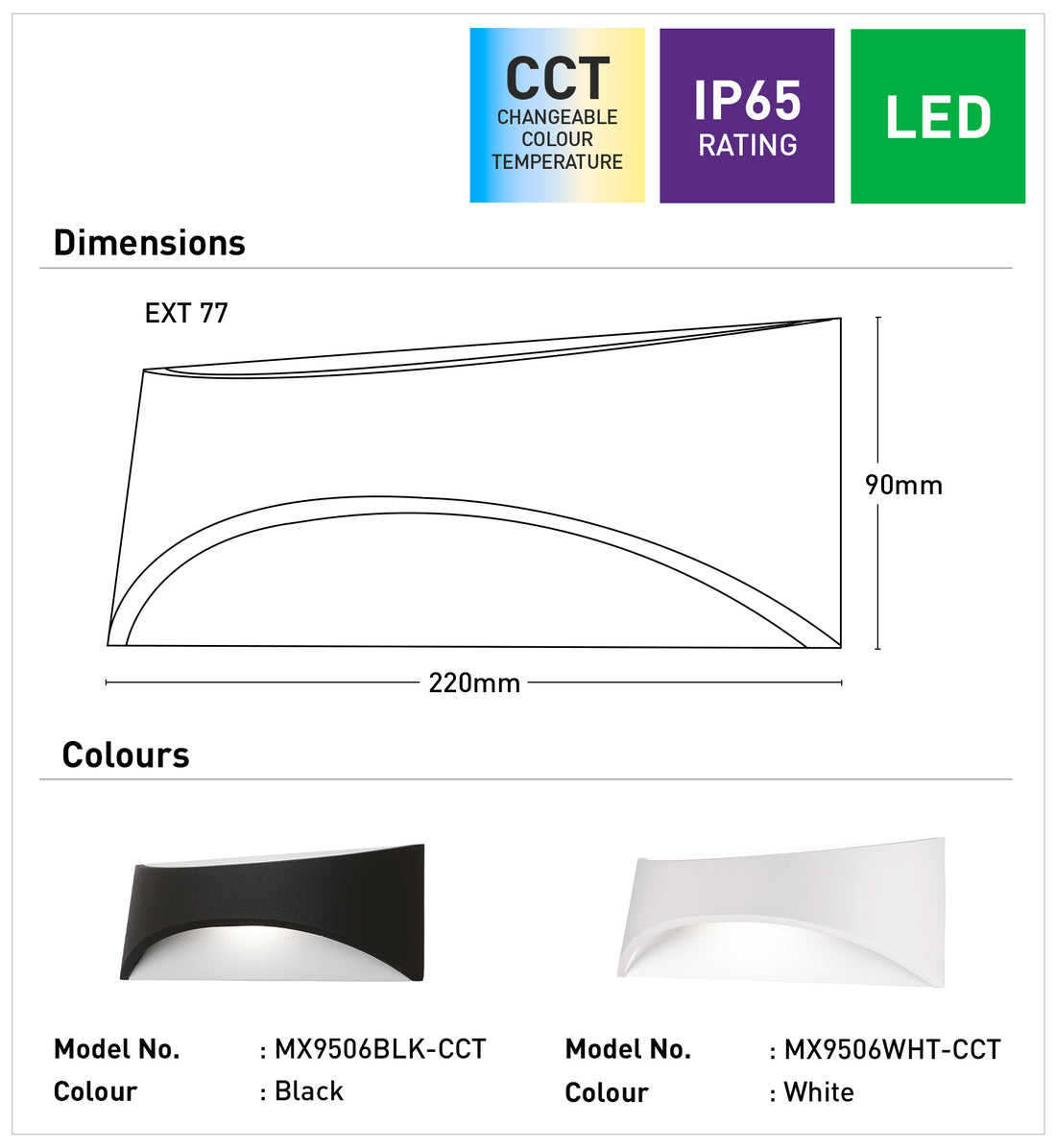 Wells 8W LED Up/Down Wall Light - White